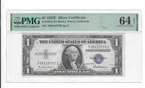 Fr 1615 1935F $1 PMG 64EPQ GEM CU �u���[�V�[���V���[�Y �M���ɐ_�͂��Ȃ�