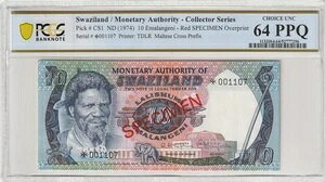 �X���W�����h 1974�N 10�G�}�����Q�j �F�� PCGS ���� UNC 64 PPQ CS1 ���{