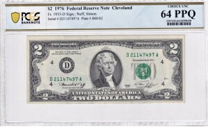 1976�N 2�h�� �A�M������s�� PCGS 64PPQ FRN 1935D �V���A�� D21147497A