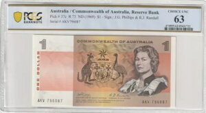 �I�[�X�g�����A 1969�N 1�h�� PCGS�F�莆�� UNC 63 Pick 37c R73