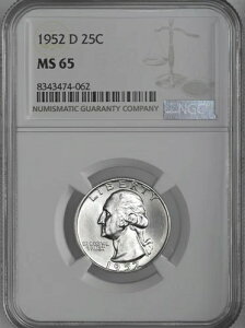 1952-D 25�Z���g ���V���g�� �V���o�[ �N�H�[�^�[�u�g�[�j���O ���o�[�X�v NGC MS65 #8343474-062