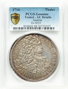 オーストリア - 1714 年 カール 6 世ターラー - PCGS AU 詳細 - 見事なプレミアム標本!
