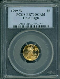 1999-W 5ドル金貨 イーグル 1/10オンス G$5 PCGS PF70 PF-70 プルーフ PR70 ディープカメオ