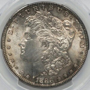 モルガン銀貨 1888-S PCGS MS-64 ゴールドシールド!魅力的な古色!