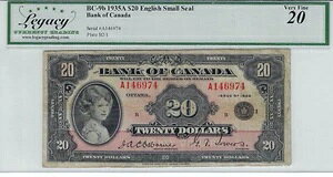 1935 BOC BC-9b Osb/Tow�A$20 SN# A146974�ALegacy VF 20 Small Seal Comment