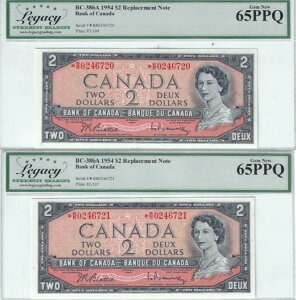 1954�N BOC $2 �m�[�g BC-38bA�A�V���A���ԍ� R/R 0246720/21 Bea/Ras LEGACY 65 PPQ Cons �y�A