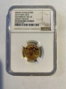ディズニー 2014年 ニウエ 蒸気船ウィリー ミッキーマウス 金貨 1/4オンス PF69 ウルトラカメオ