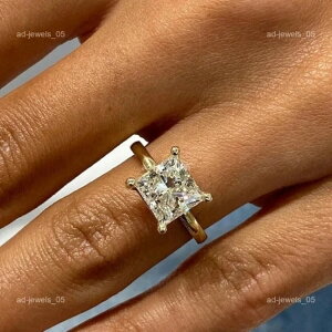 3カラット 14K ゴールド ラボグロウン ダイヤモンド プロミス プロング ソリティア ステートメント シスターリング