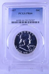 1957�N PR66 PCGS�O���[�h �V���o�[ �t�����N���� �n�[�t�_���[ �v���[�t �� �����ʃR�C��