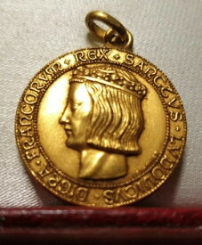 ベタニエ作、希少な23mm金箔アートメダル「聖ルイ」