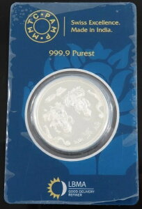 MMTC-PAMP 10グラム 999.9シルバー ラウンド ガネーシャ ラクシュミ - 密封認定INV #10