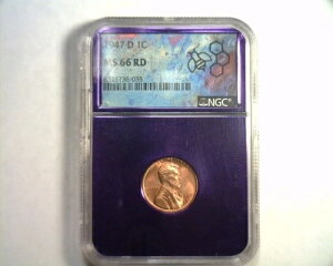1947-D �����J�[�� �Z���g�y�j�[ NGC MS 66 RD ���b�h �������I���W�i���R�C�� �{�u�Y�R�C��