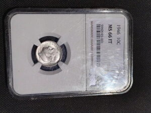 1946�N P ���[�Y�x���g �_�C���A��90% MS66 FT NGC