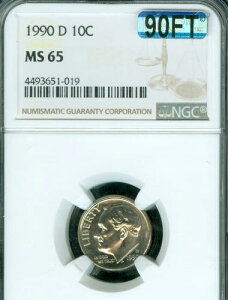 1990 D ���[�Y�x���g �_�C�� NGC MS65 MAC 90FT PQ ���Ɋ� �X�|�b�g�Ȃ� $1,250.00 IN FT .