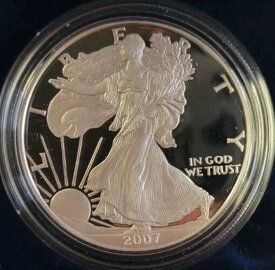 2007-W プルーフ シルバー アメリカンイーグル 1 ドル (OGP/COA)