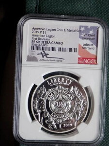 2019-P �v���[�t $1 �A�����J�����M�I�� 100���N�L�O NGC PF69 �E���g���J���I