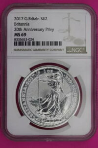 2017 MS 69 �O���[�g�u���e�� 2�|���h �u���^�j�A 20���N�L�O �v���C�x�[�g NGC �O���[�h1171