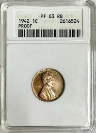 1942年プルーフリンカーンウィートセントANACS PF63RBソープボックスホルダー