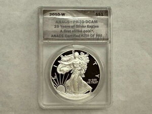 2010-W ジェムプルーフ アメリカンシルバーイーグル。ファーストストライク ASE ANACS PR70 DCAM。#er258