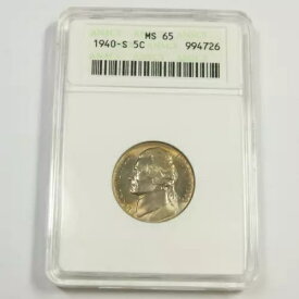 1940年 S ANACS ソープボックス MS65 - ジェファーソンニッケル - 米国5セントコイン #53541A