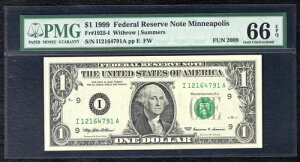 FR. 1925-I 1999 $1 FRN�uFUN 2009�v�~�l�A�|���X�A�~�l�\�^�B PMG GEM ������-66EPQ