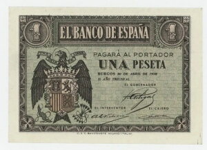 スペイン エスパーニャ 1 ペセタ 1938 年 4 月 30 日 ピック 108 UNC 未流通紙幣 シリアル E