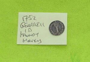 1752年 1ペンス 1ペンス 銀貨 ジョージ2世 1727-60年 (聖別金)