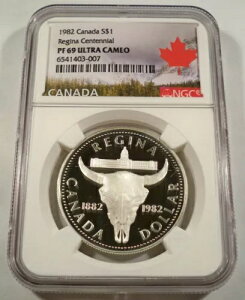 1982 NGC PF69UCAM �J�i�_ �V���o�[ �h�� ���W�[�i 1882-1982 S$1 PR 69 �E���g���J���I
