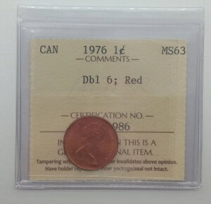 Ɋ󏭂ȃJi_ yj[ 1Zg _u6 1976N MS-63 O[h 1Zg ICCS