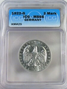 BU GEM 1922-G 3 �}�[�N ���C�}�[�� �h�C�c ICG MS66 KM#29 �z���C�g! #25