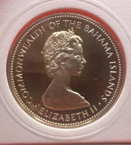 1972年 バハマ 1ドル硬貨 ? クイーンコンク ? 80%銀 BU/プルーフ