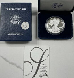 2007 W アメリカンイーグル 1オンス .999 シルバー プルーフコイン（OGP および COA 付き）