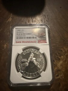 1988年 オリンピック記念 シルバードル NGC認定 PF 69 ウルトラカメオ ディープ