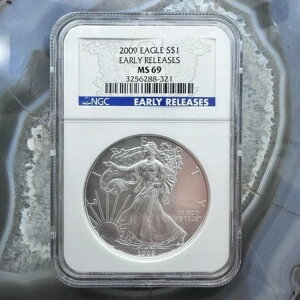 2009�N �č� 1.0�I���X 999 ���� �A�����J���V���o�[�C�[�O�� NGC MS69 #3256288-321EX