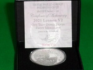 2021 1�I���X disObey Lennon Proof V2 �V���o�[�V�[���h���E���h COA #168�ȉ��A���t��