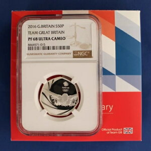 2016年 シルバープルーフ 50ペンスコイン「Team GB」NGCグレード PF68 ケース&COA付き