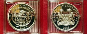 2008 シエラレオネ ラージ プルーフ シルバー $10 オリンピック北京-ドラゴン