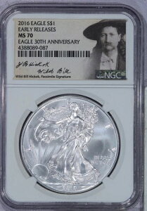 2016�N �A�����J�� �V���o�[ �C�[�O�� ASE $1 NGC MS70 ���������[�X 30���N�L�O