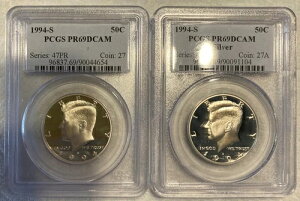 1994年 S ケネディ シルバー&クラッド プルーフ ハーフダラー ペア PCGS PR69DCAM
