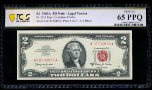 AC 1963A $2 @ʉ PCGS 65 PPQ A-A ubN Fr 1514 GEM!!