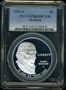 1993-S �}�f�B�\�� �V���o�[ $ PCGS PR69 UNTON �قڃV�~�E�܂�Ȃ�