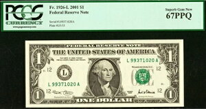 2001�N 1�h���A�M������s�� PCGS 67PPQ �W�F�� - �j���[�T���t�����V�X�R Fr 1926-L