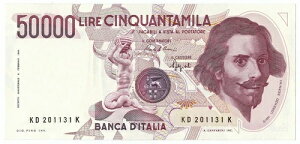 50000 ���� GIAN LORENZO BERNINI I TIPO LETTERA D 25/01/1990 FDS-/FDS