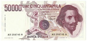 50000 ���� GIAN LORENZO BERNINI I TIPO LETTERA D 25/01/1990 FDS-/FDS