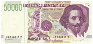 50000 ���� GIAN LORENZO BERNINI I TIPO LETTERA D 25/01/1990 FDS-/FDS