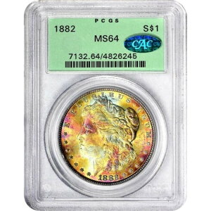 1882年 PCGS MS64 CAC 非常に美しいレインボートーン - モルガン銀貨