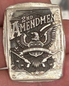 1オンス シルバー ハンドポアリング、第2修正条項、Mutiny Metals .999 ファイン レア 送料無料