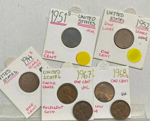 AJO US 7 x 0NE 1Zg 1944s 1951s 1952s 1960d 1962 1967 1968s  UNC