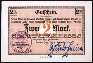 ZILLY 1918 XX-RARE Domane 2 Mark Grossnotgeld �h�C�c�� Notgeld �n���o�[�V���^�b�g