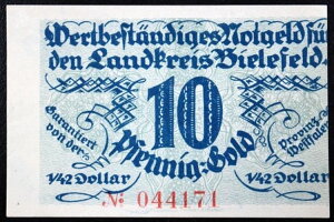 r[tFg 1923 XX-RARE "Landkreis" 10 Pf S[h = 1/42 ăh Notgeld G[